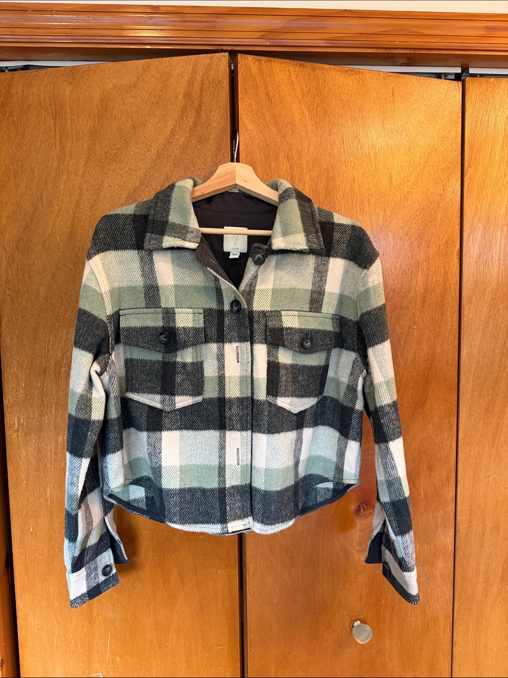Joie Plaid Jacket in Black, Gray, Green & Cream